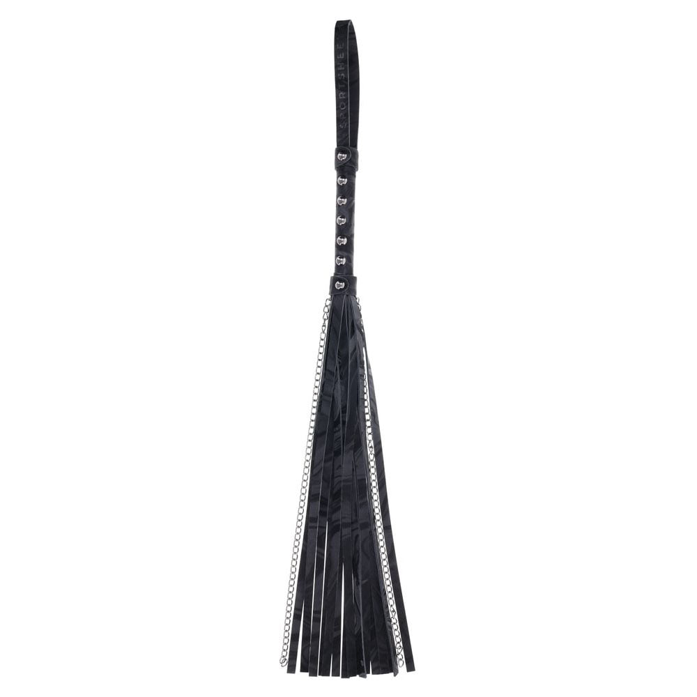 SPORTSHEETS Velvet Noir Chain Flogger – Black 43 cm Soft Flogger for Sensual Play