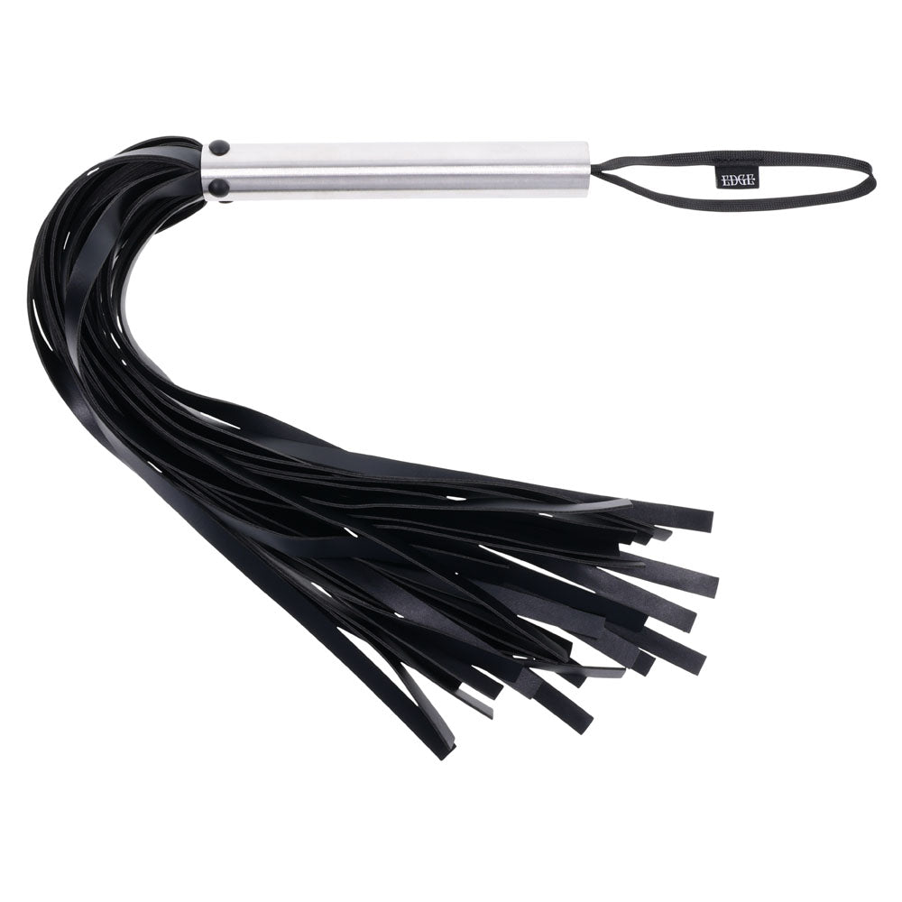 EDGE Black Flogger Whip with Metal Handle - Premium Body-Safe Leather for Sensual Play