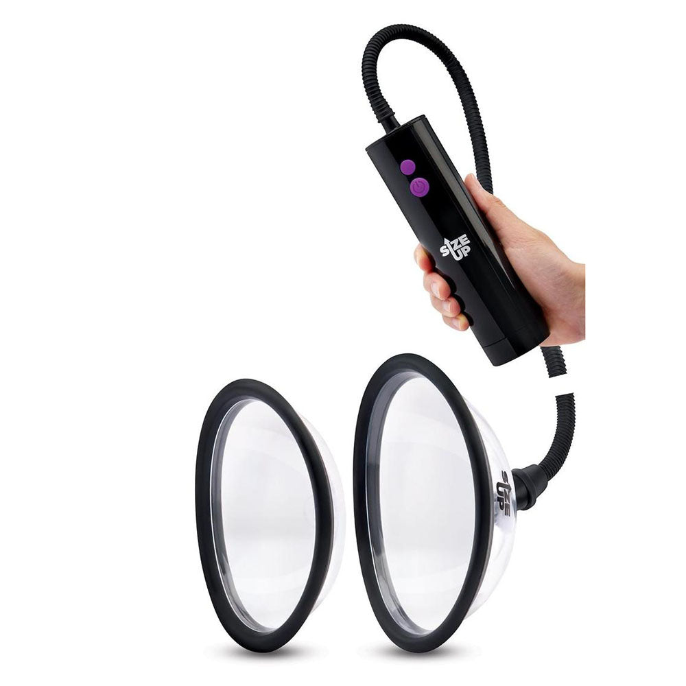 Size Up Rechargeable Power Plumper – Clear USB Rechargeable Vagina Pump with Interchangeable Chambers for Enhanced Wellness