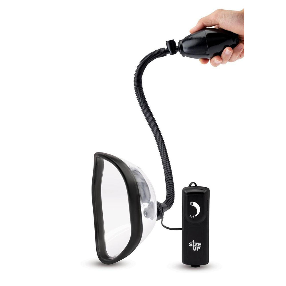 Size Up Clear Vibrating Pussy Pump – Body-Safe Vagina Enhancer (Rechargeable, Adjustable Suction)