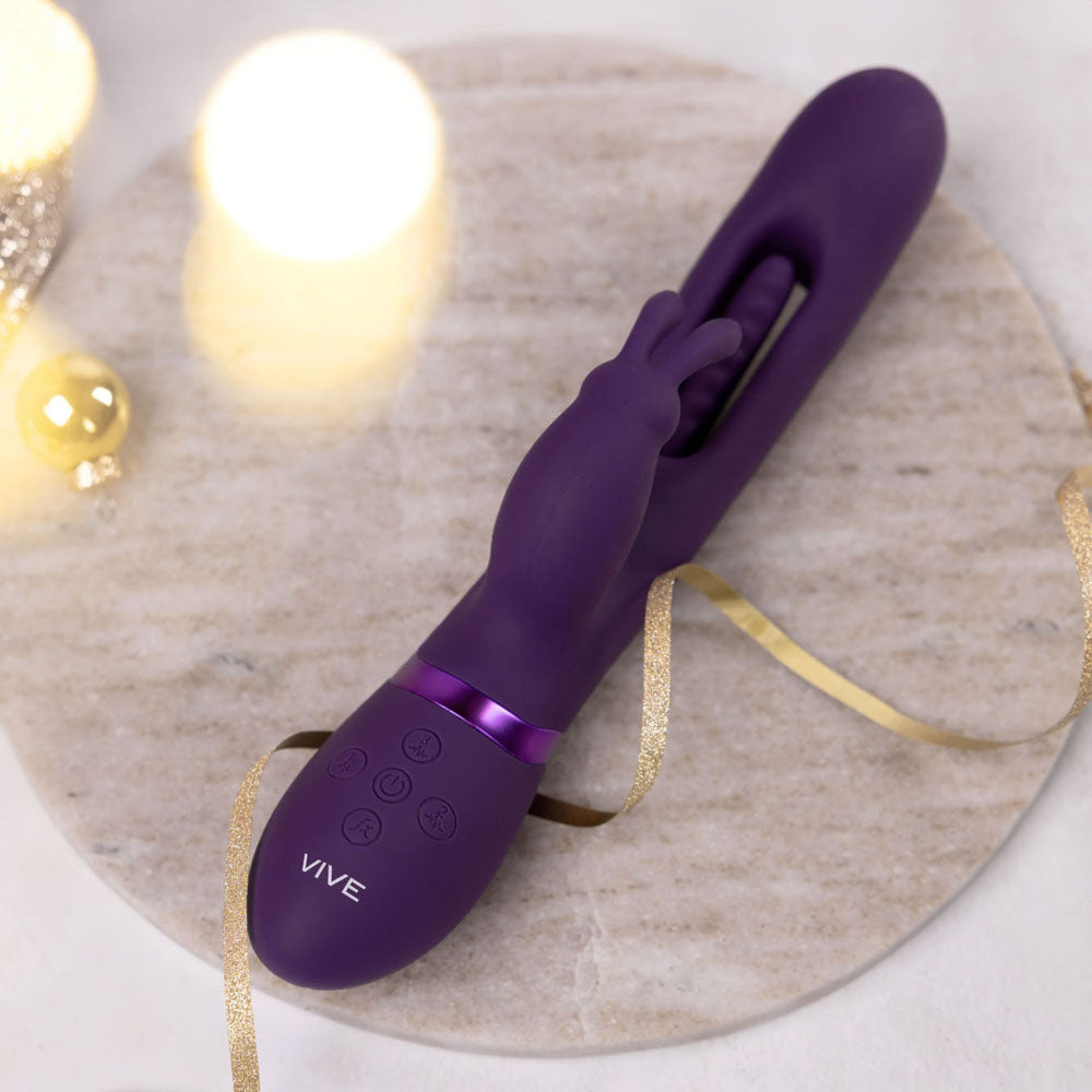 VIVE Vibrator – USB Rechargeable, Body-Safe Silicone – Purple – 23.2 cm