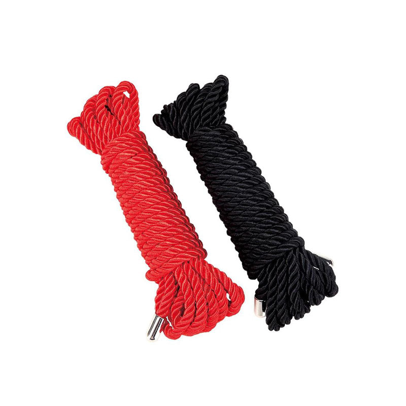 WhipSmart Bondage Toys – Set of 2 – Satin – Black & Red