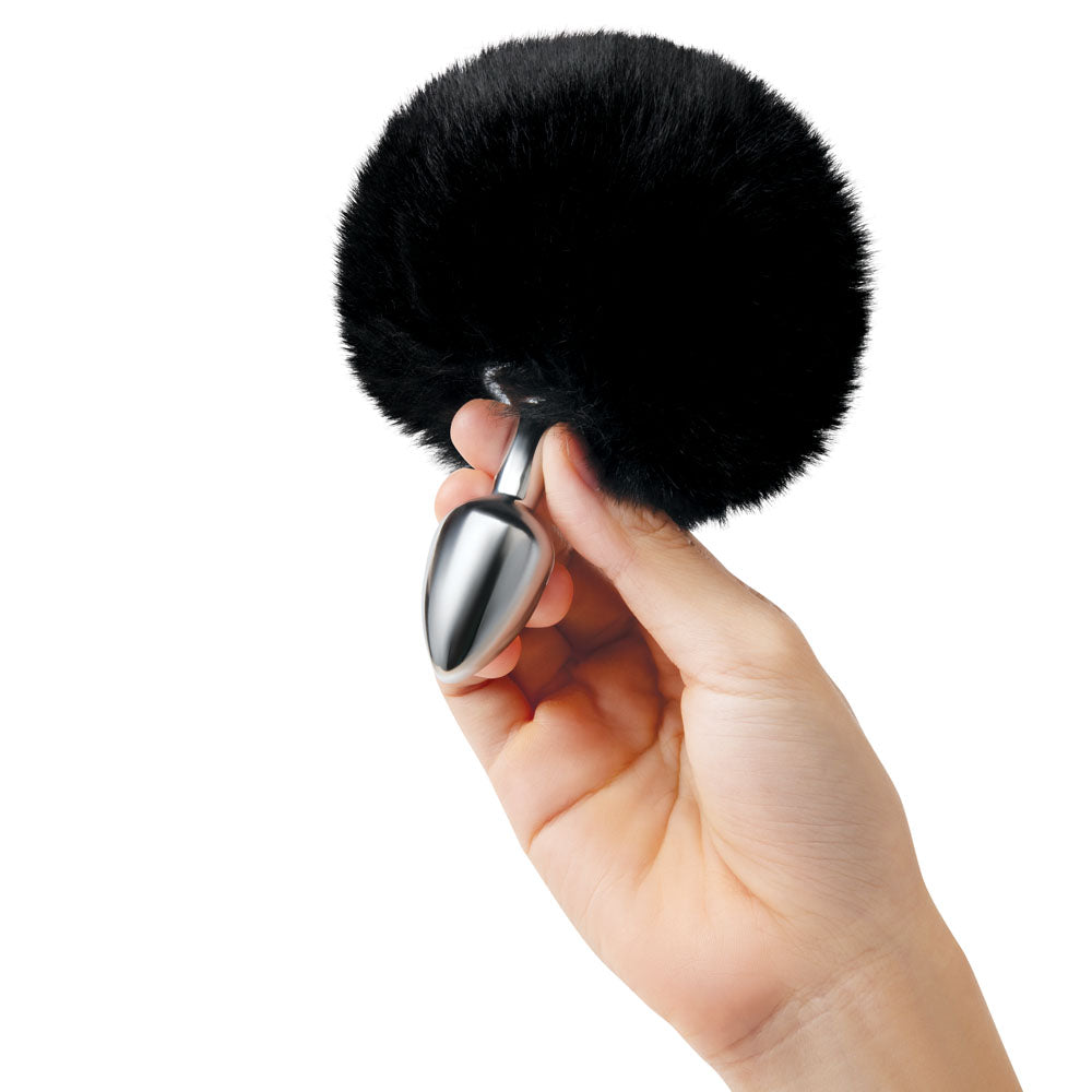 WhipSmart Anal Toy – Metal Butt Plug with Bunny Tail – Black – 6.3 cm
