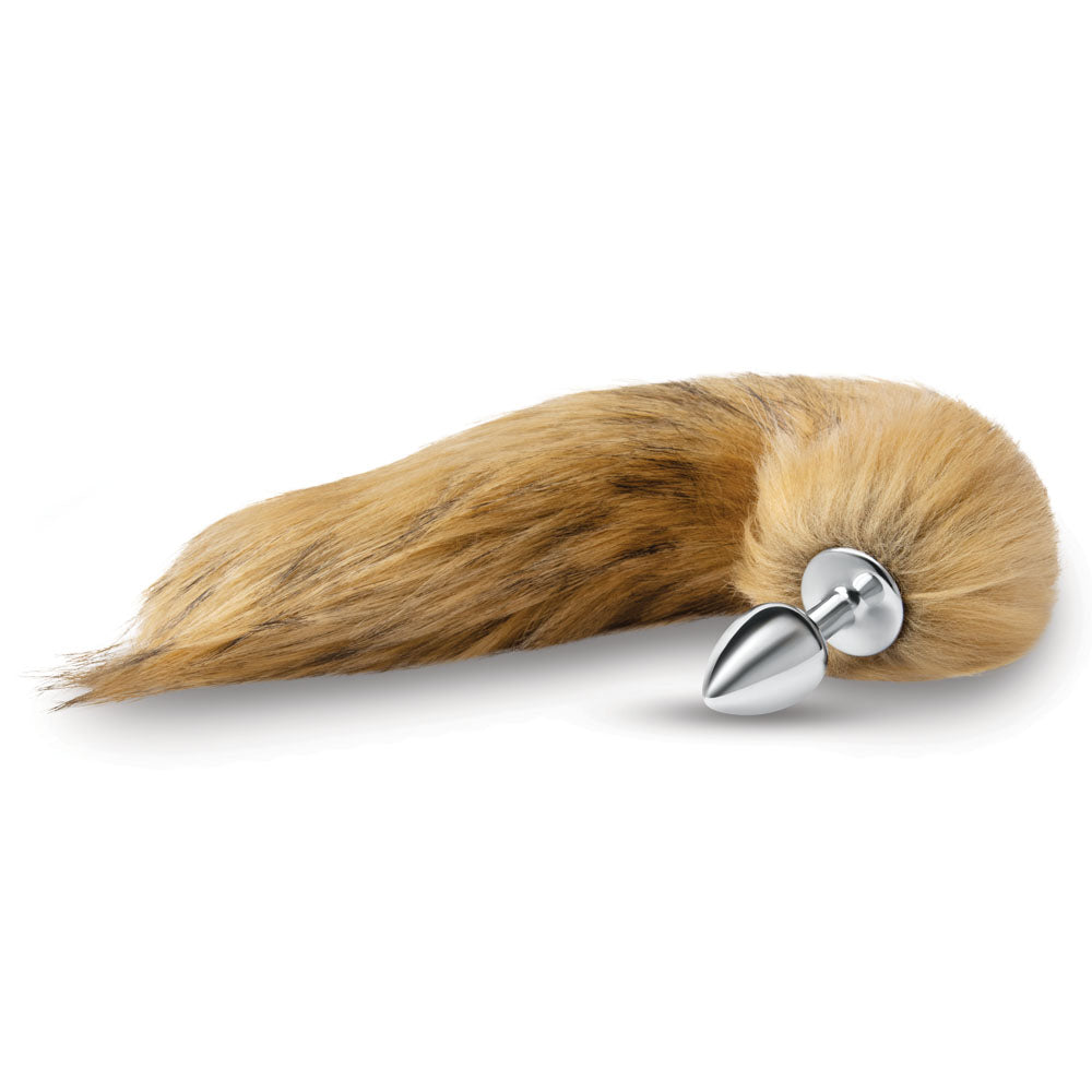 WhipSmart Anal Toy – Metal Butt Plug with Brown Fox Tail – 14 Inch – Brown