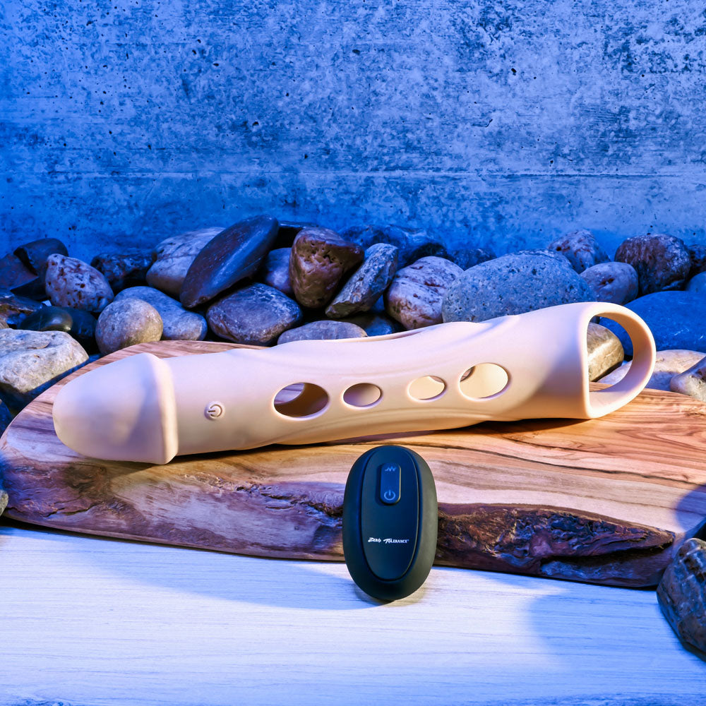 Zero Tolerance BIG BOY EXTENDER - Light Flesh USB Rechargeable Vibrating Penis Extension Sleeve – Body-Safe Comfort for Enhanced Pleasure