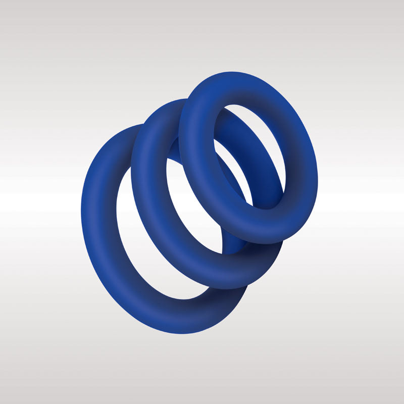 Zolo Cock Rings – Extra Thick, Body-Safe Silicone – Blue – Set of 3 Sizes