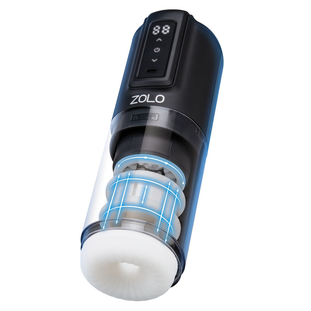 Zolo Masturbator – USB Rechargeable, Thrusting & Rotating – Black