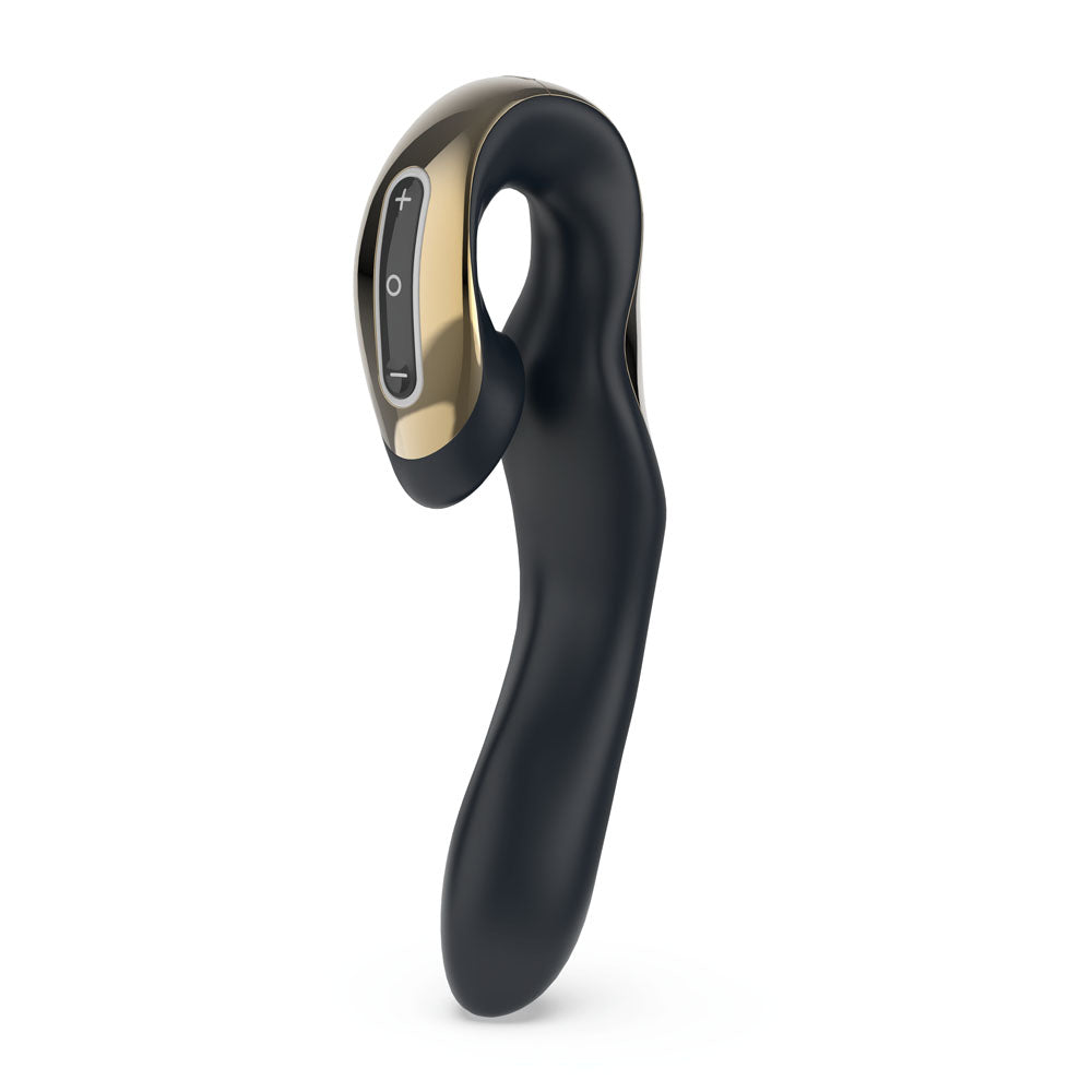 Zini Vibrator – USB Rechargeable, Body-Safe Silicone – Black/Gold – 19.5 cm