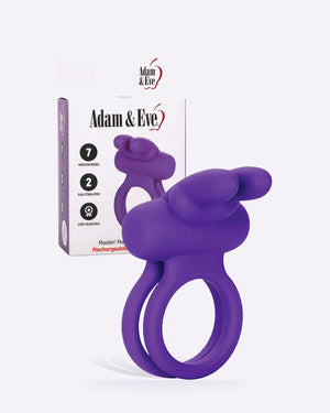 Adam & Eve Rockin' Rabbit purple vibrating cock ring