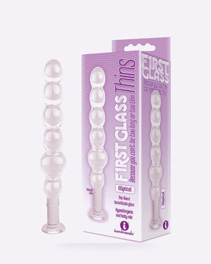 The 9's clear glass elliptical anal beads