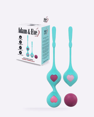 Adam & Eve Eve's Kegel Hearts teal weighted kegel set