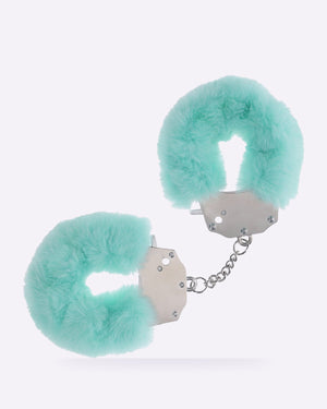OUCH! powder green heavy-duty fluffy handcuffs