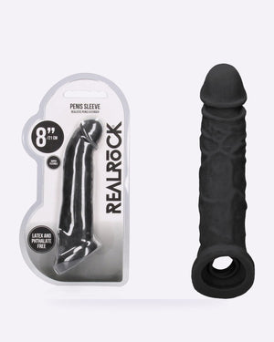 REALROCK black 8 inch penis extender sleeve