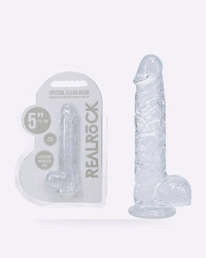 REALROCK crystal clear clear 5 inch dildo with balls