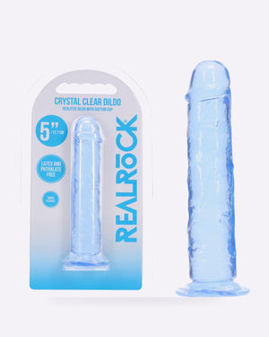 REALROCK crystal clear blue 5 inch slim dildo