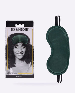 Sex & Mischief Indica green satin blindfold