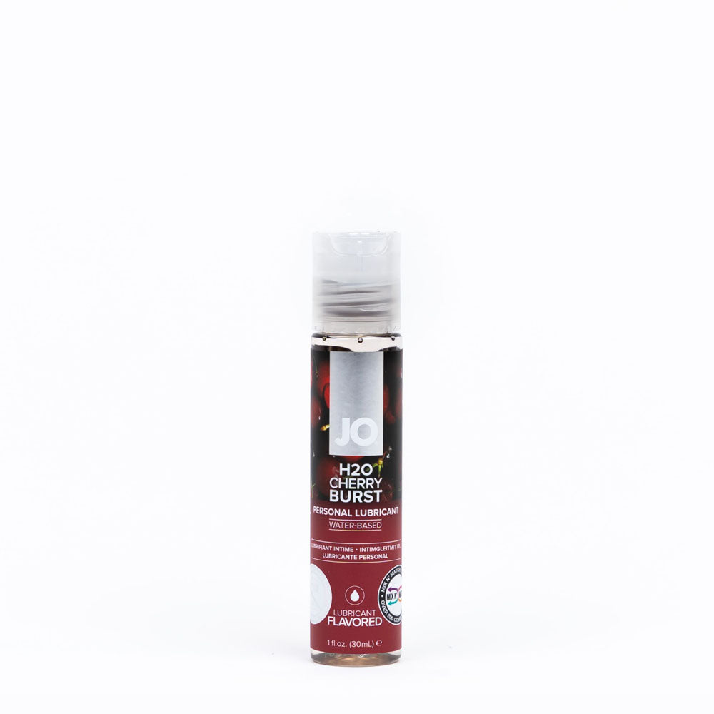 JO H2O Cherry Burst Water-Based Lubricant - 30 mL - Cherry Flavor - Body-Safe Personal Lubricant