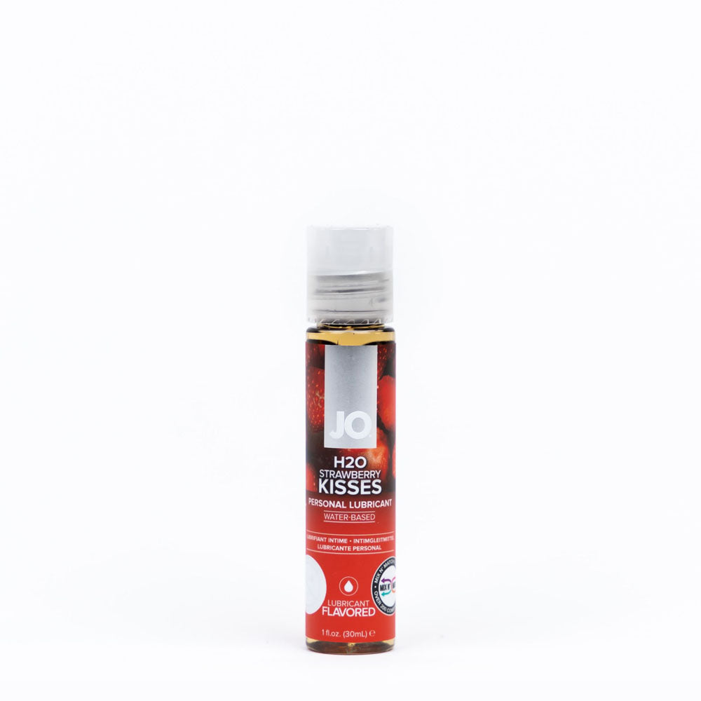 JO H2O Strawberry Kisses Water-Based Lubricant - 30 mL - Strawberry Flavored, Body-Safe & Vegan-Friendly Formula