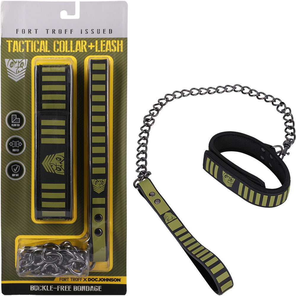 Fort Troff - Tactical Restraint Collar & Leash Set - Black/Green Durable Gear