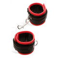 Adam & Eve Scarlet Couture Bondage Cuffs – Stylish Black and Red Restraints for Comfort and Safety