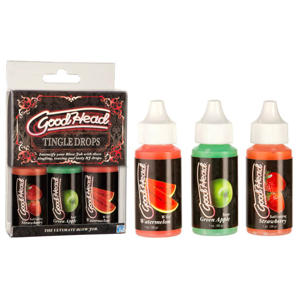 Goodhead Tingle Drops - Flavored Oral Pleasure Gels - Set of 3 x 29 ml Bottles - Body-Safe, Enhancing Experience