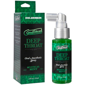 GoodHead Deep Throat Oral Anesthetic Spray packaging and bottle on a white background