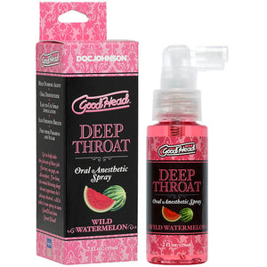 GoodHead Deep Throat Oral Anesthetic Spray with packaging on a white background