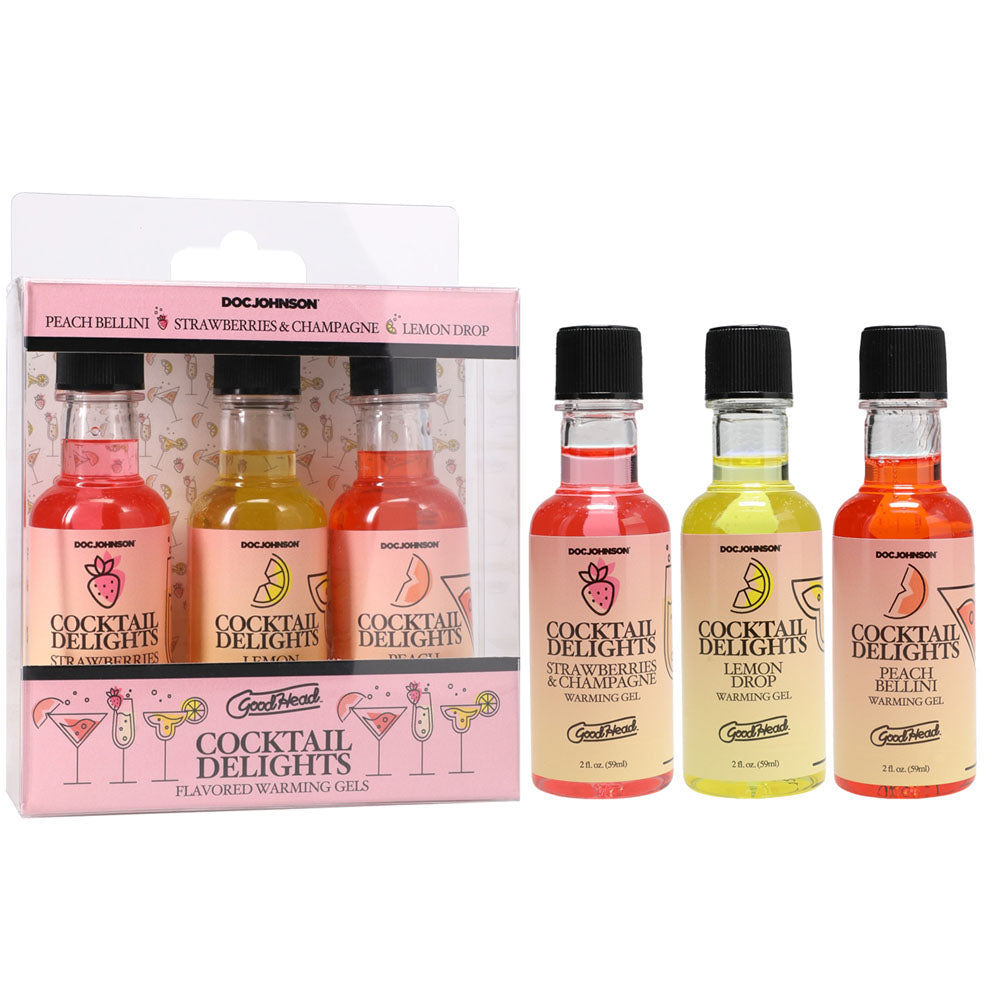 GoodHead Cocktail Delights – Set of 3 Flavoured Warming Oral Sex Gels (59 ml Bottles) for Enhanced Intimacy