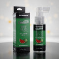 GoodHead Wet Head Dry Mouth Spray packaging and bottle on a reflective surface with a blurred background