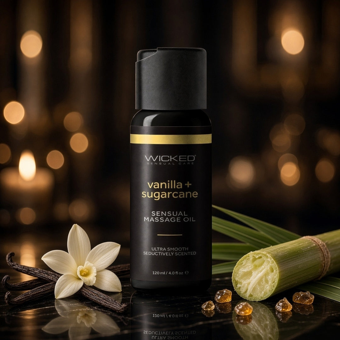 Wicked Sensual Massage Oil - Vanilla & Sugarcane - 120 ml Tube - Body-Safe, Aromatic Massage Oil for Relaxation and Wellness