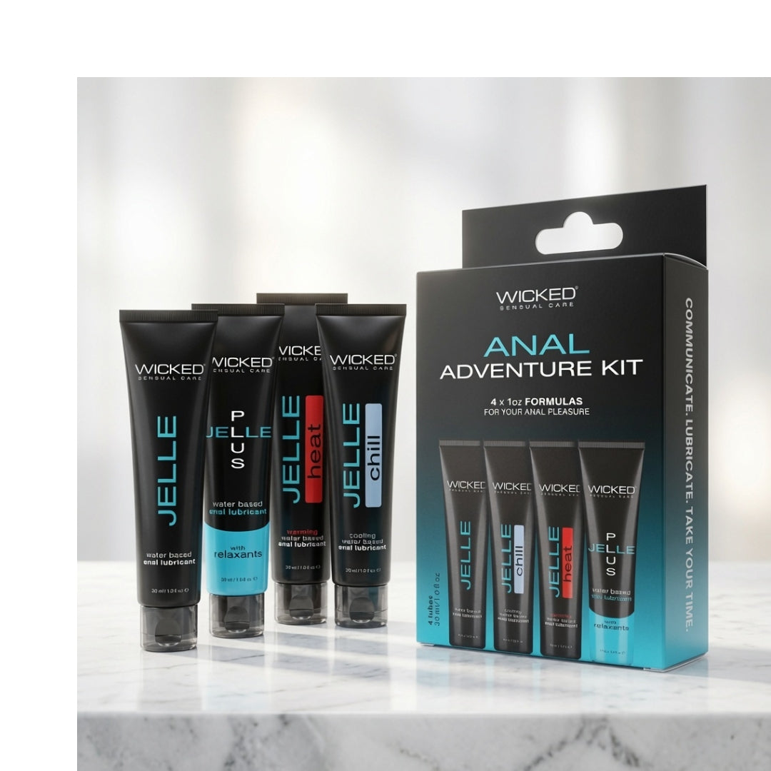 Wicked Body-Safe Anal Adventure Kit – Mixed Gel Lubricants (30 ml Bottles, 4 Pack)