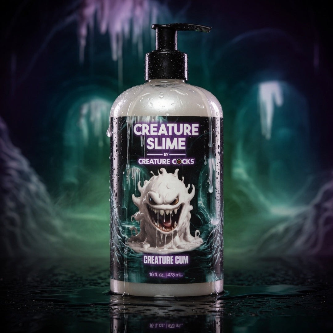 Bottle of 'Creature Slime' with a dark, eerie background