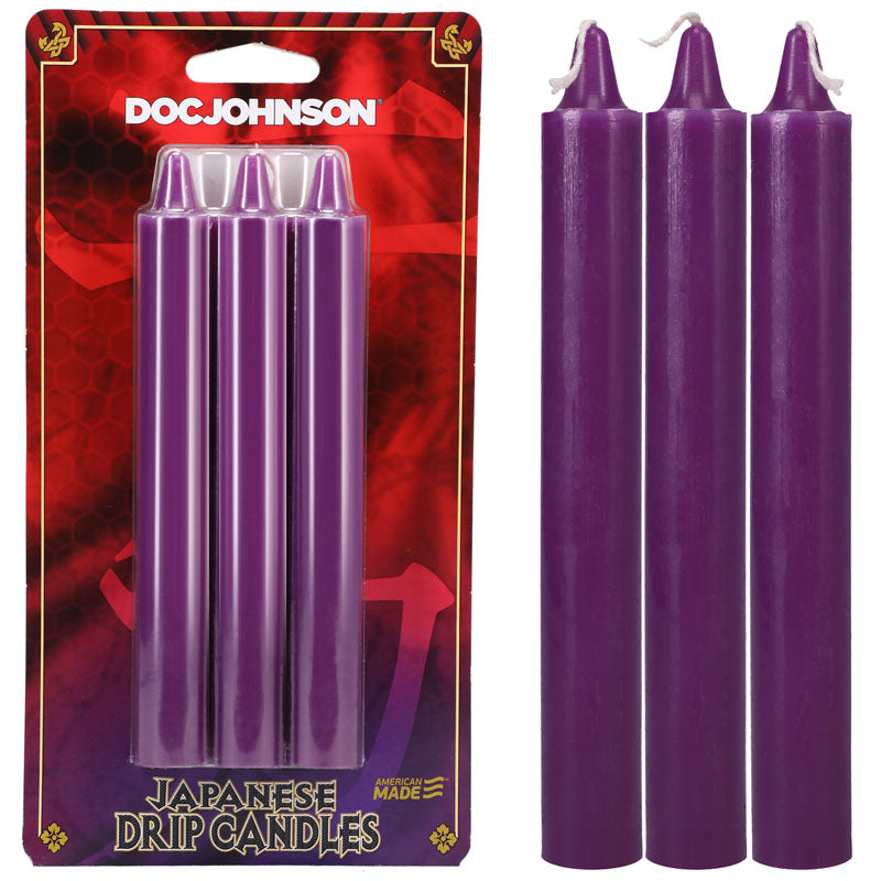 Japanese Drip Candles - Purple - Set of 3 Eco-Friendly, Non-Toxic Candles for Relaxation and Ambiance