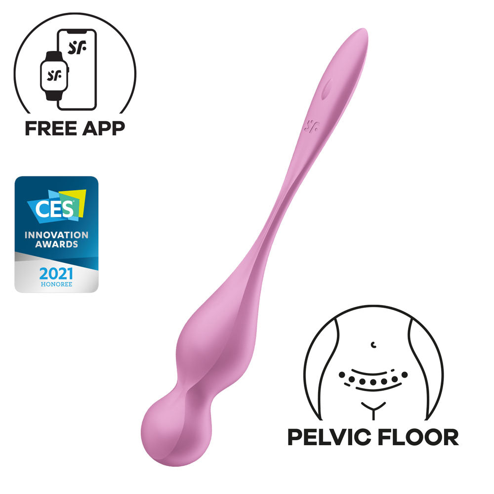 Satisfyer Kegel Premium Trainer – USB Rechargeable, App Controlled – Pink