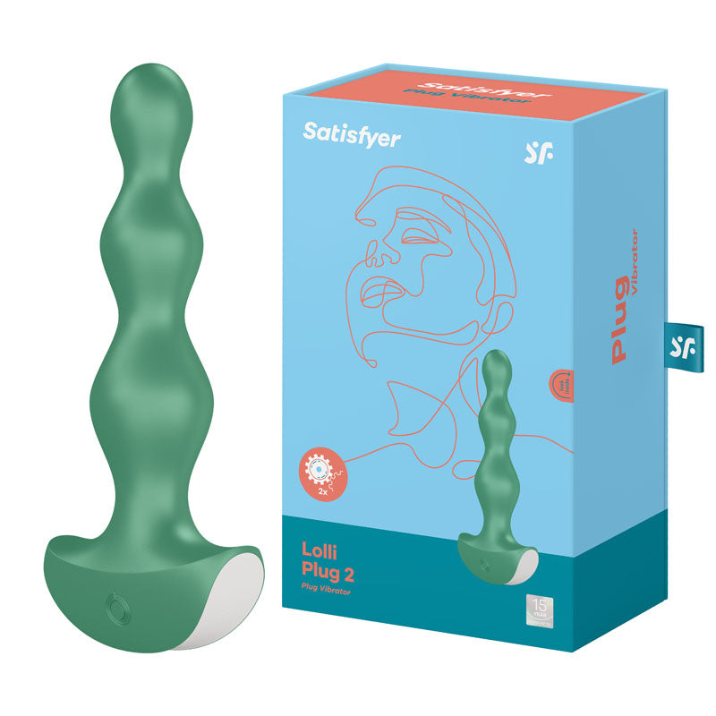 Satisfyer Lolli-Plug 2 - Eco-Friendly Vibrating Anal Beads in Green (Body-Safe, USB Rechargeable)