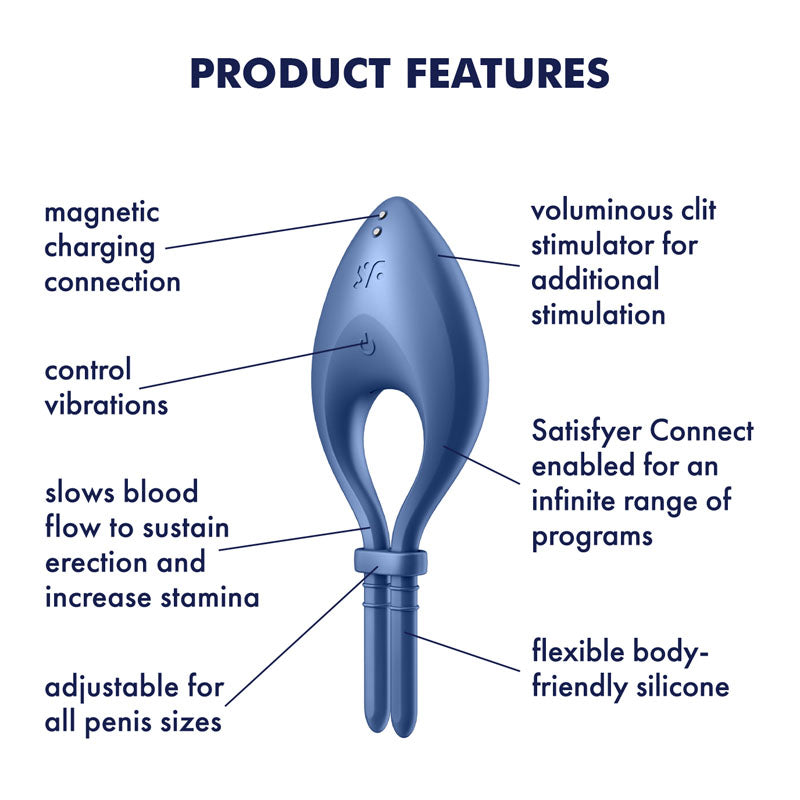Satisfyer Cock Ring – Adjustable, Body-Safe Silicone – Blue
