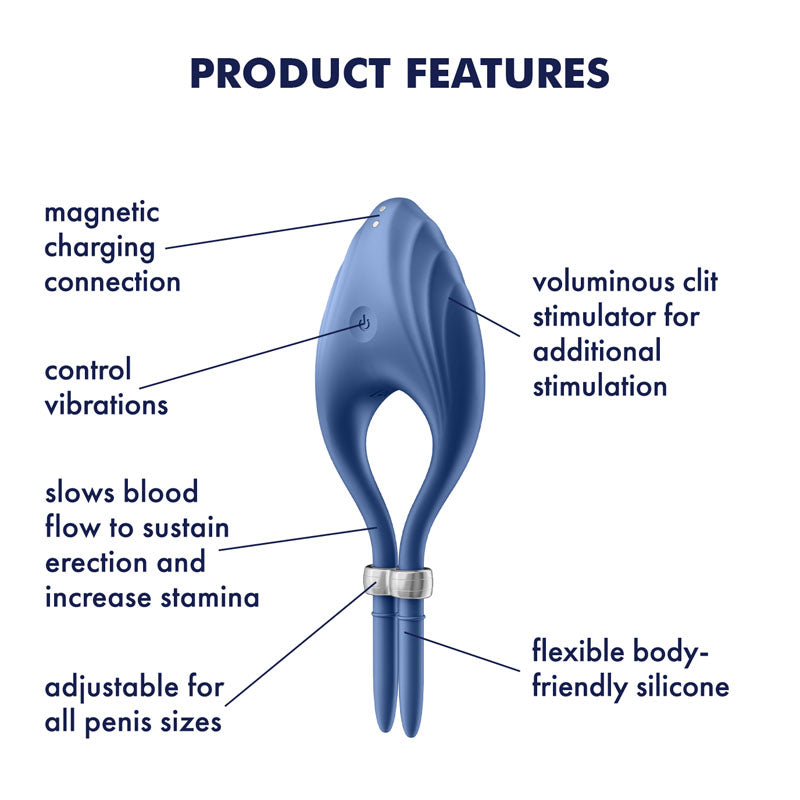 Satisfyer Cock Ring – Adjustable, Body-Safe Silicone – Blue