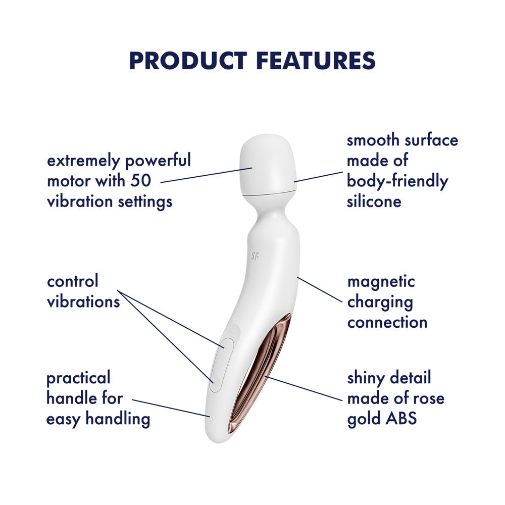 Satisfyer Vibrator – USB Rechargeable, Body-Safe Silicone – White/Rose Gold
