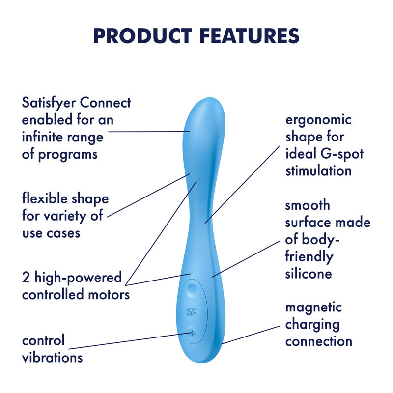 Satisfyer G-Spot Flex 4 - Blue USB Rechargeable Vibrator with Smart App Control for Enhanced Pleasure