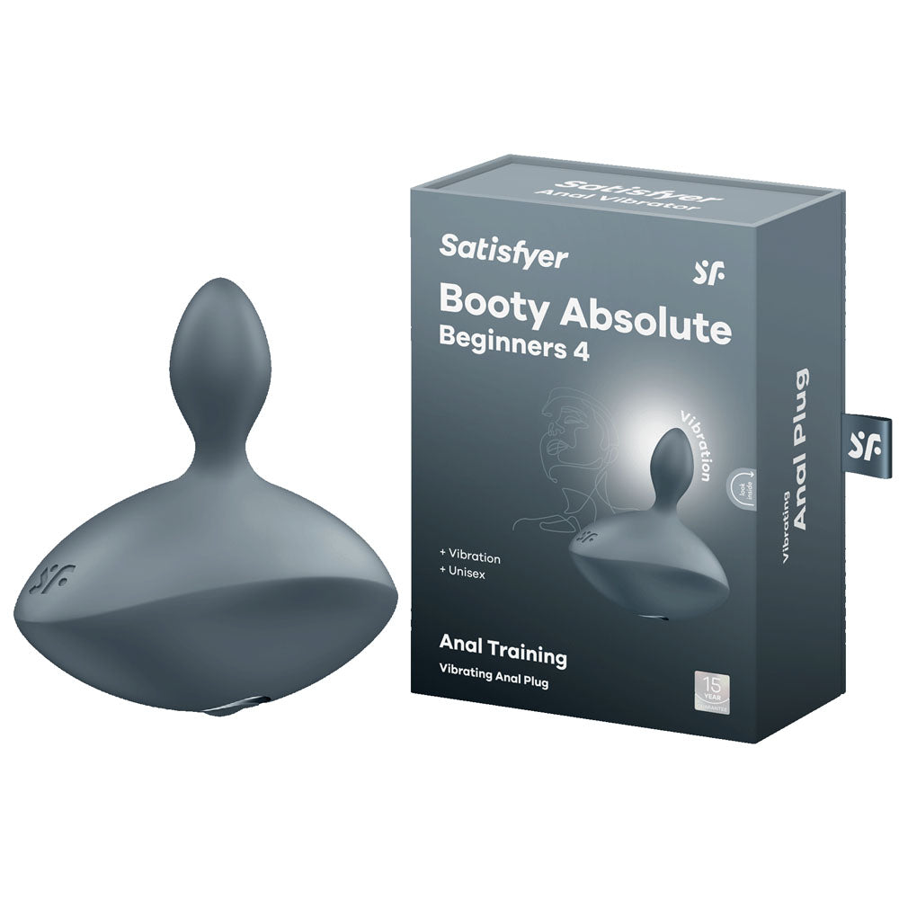 Satisfyer Booty Absolute Beginners 4 - Grey USB Rechargeable Vibrating Butt Plug for Beginners