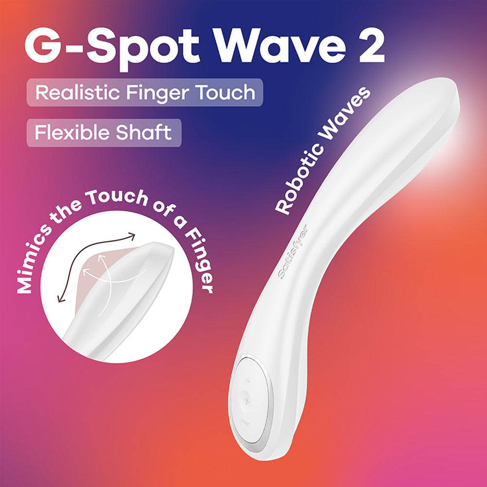 Satisfyer G-Spot Wave 2 - White USB Rechargeable Vibrator with Flicking Tip - 23.6 cm