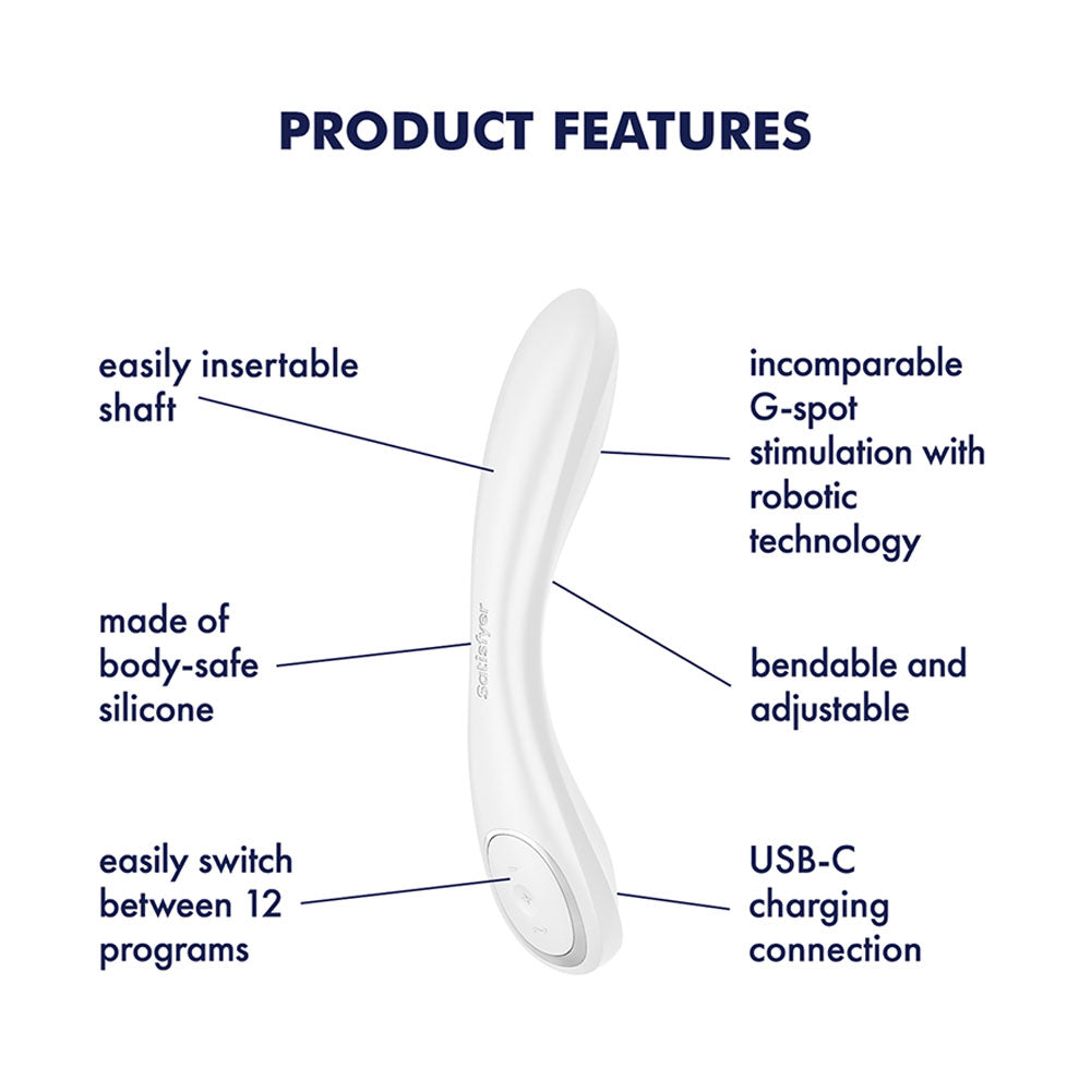Satisfyer G-Spot Wave 2 - White USB Rechargeable Vibrator with Flicking Tip - 23.6 cm