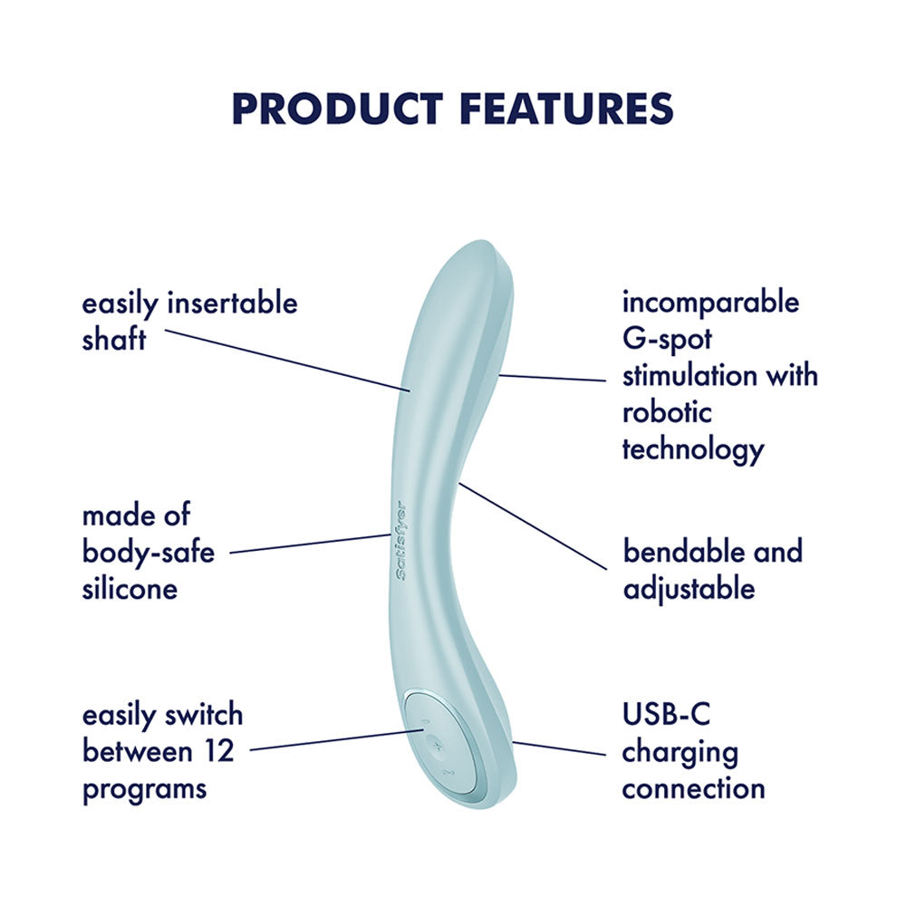 Satisfyer Vibrator – Flicking Tip, USB Rechargeable – Ice Blue – 23.6 cm