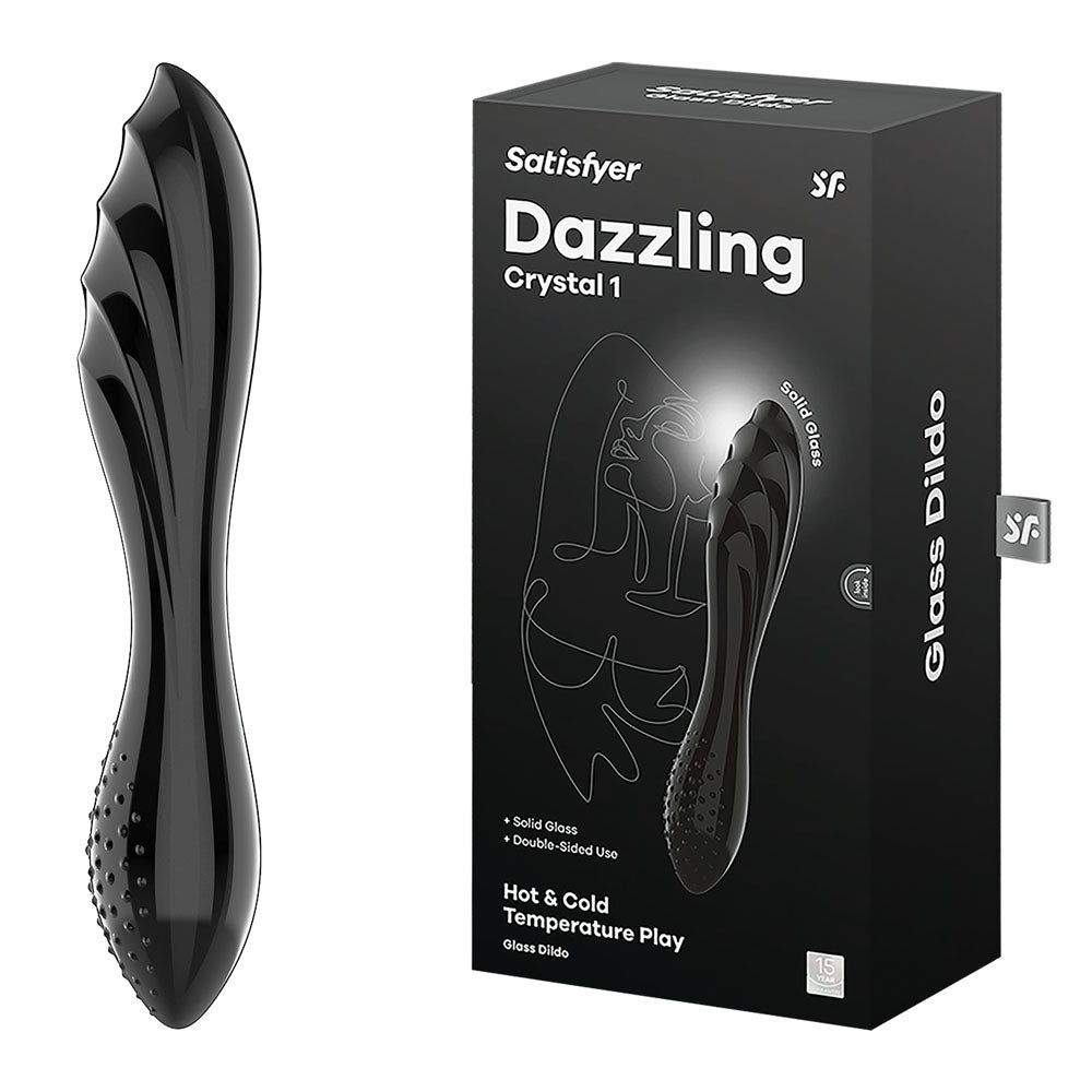 Satisfyer Dazzling Crystal 1 - Black Double-Ended Glass Dildo
