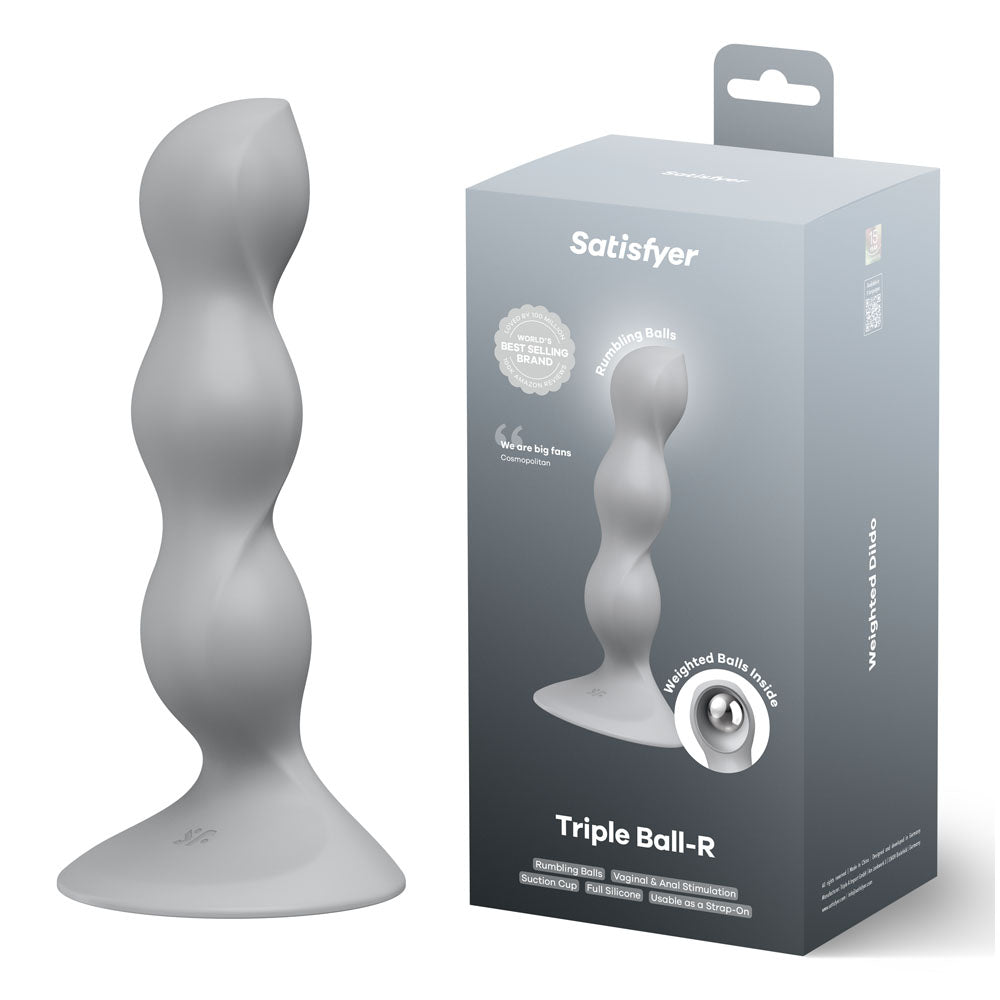 Satisfyer Triple Ball-R Beaded and Weighted Dildo – Grey (18 cm, Body-Safe Silicone, Gender-Neutral)