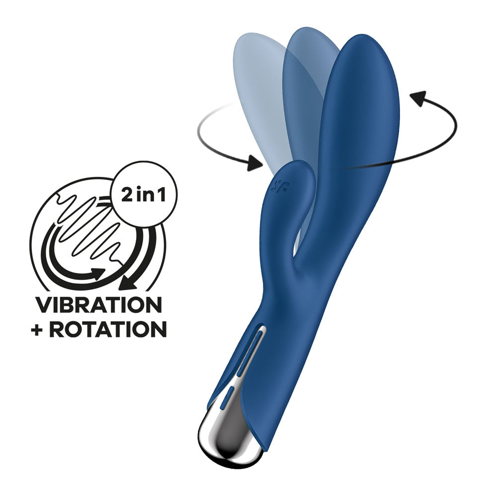 Satisfyer Rotating Rabbit Vibrator – USB Rechargeable – Body-Safe Silicone – Blue – 20 cm