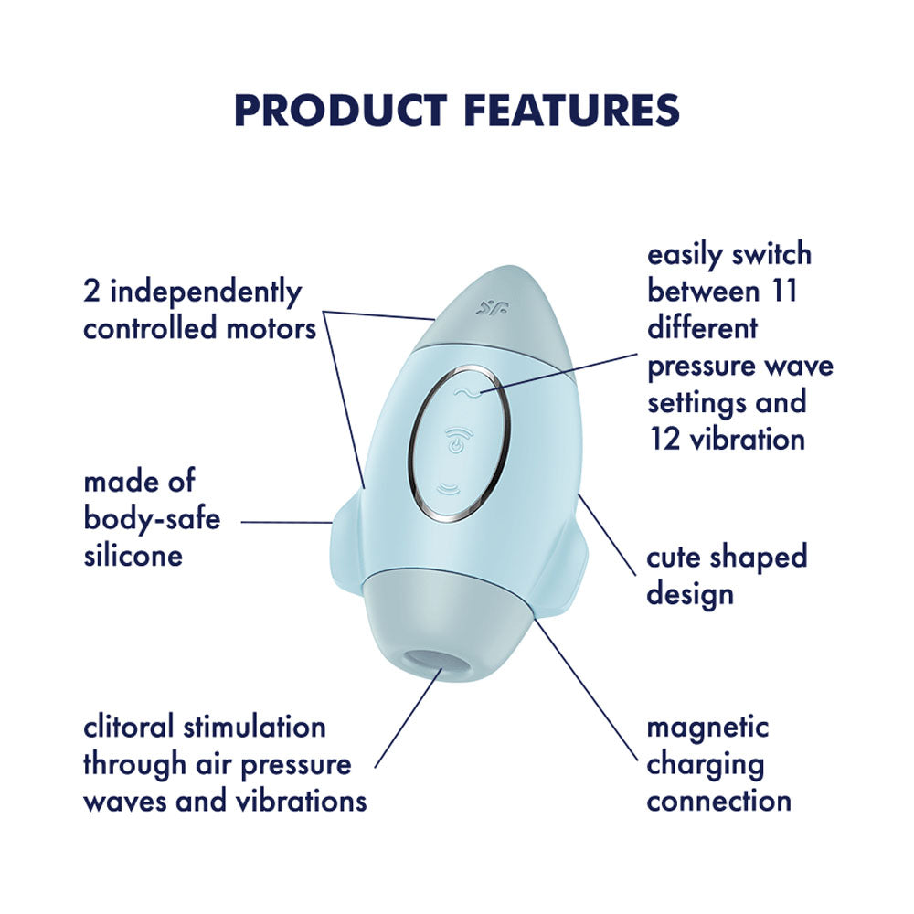 Satisfyer Mission Control - Blue USB Rechargeable Air Pulse Vibrator