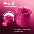 Satisfyer Pro 2 Classic Blossom - Red USB Rechargeable Air Pulse Stimulator for Enhanced Pleasure