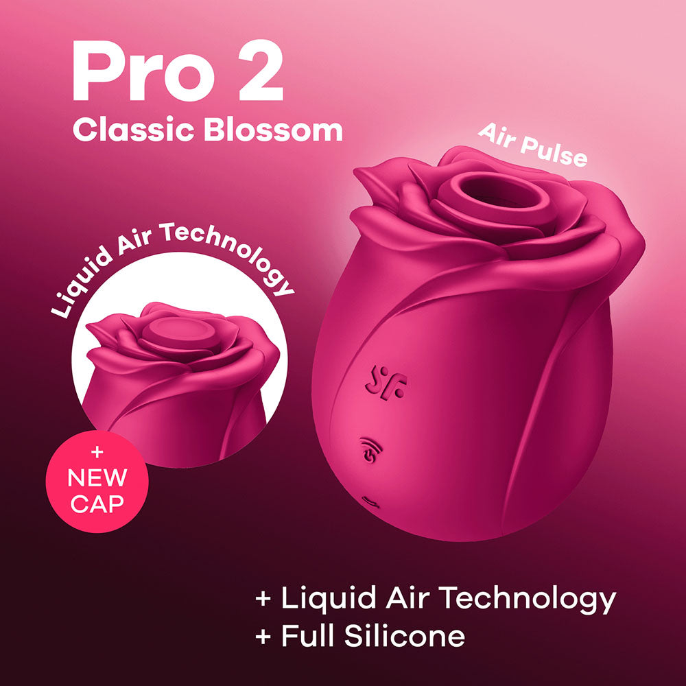 Satisfyer Pro 2 Classic Blossom - Red USB Rechargeable Air Pulse Stimulator for Enhanced Pleasure