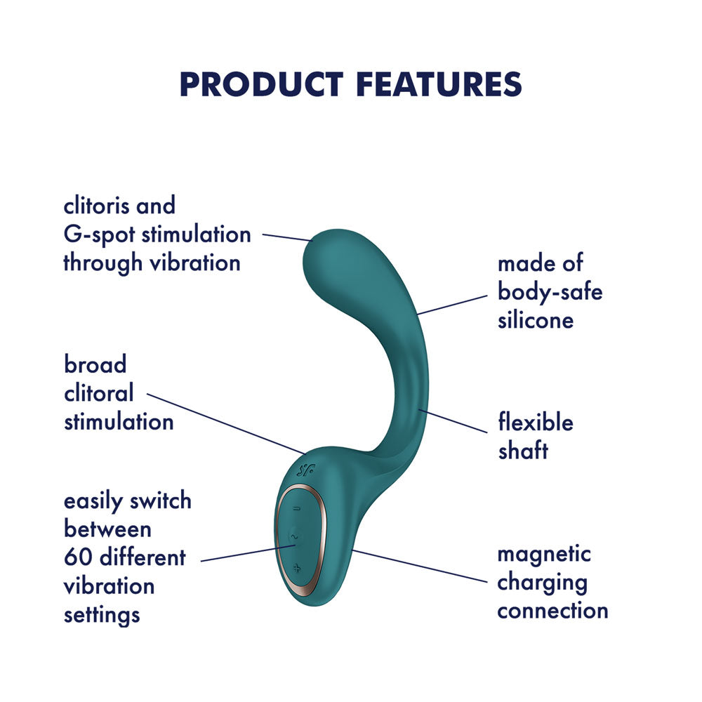 Satisfyer Vibrator – Rechargeable, Body-Safe Silicone – Bottle Green – 18.8 cm